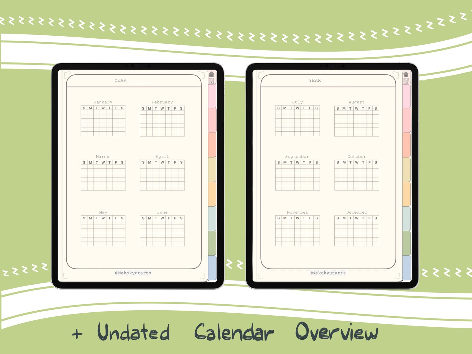 Kawaii Plant Themed Goodnotes Digital Notebook, Notability, 8 Hyperlinked Tabs, iPad Notebook