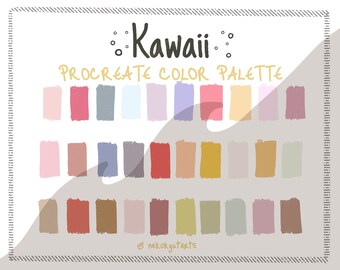 Procreate Color Palette, Kawaii Digital Color Palette, color swatches, Cute tones for color scheme, iPad Procreate App,  Instant Download,