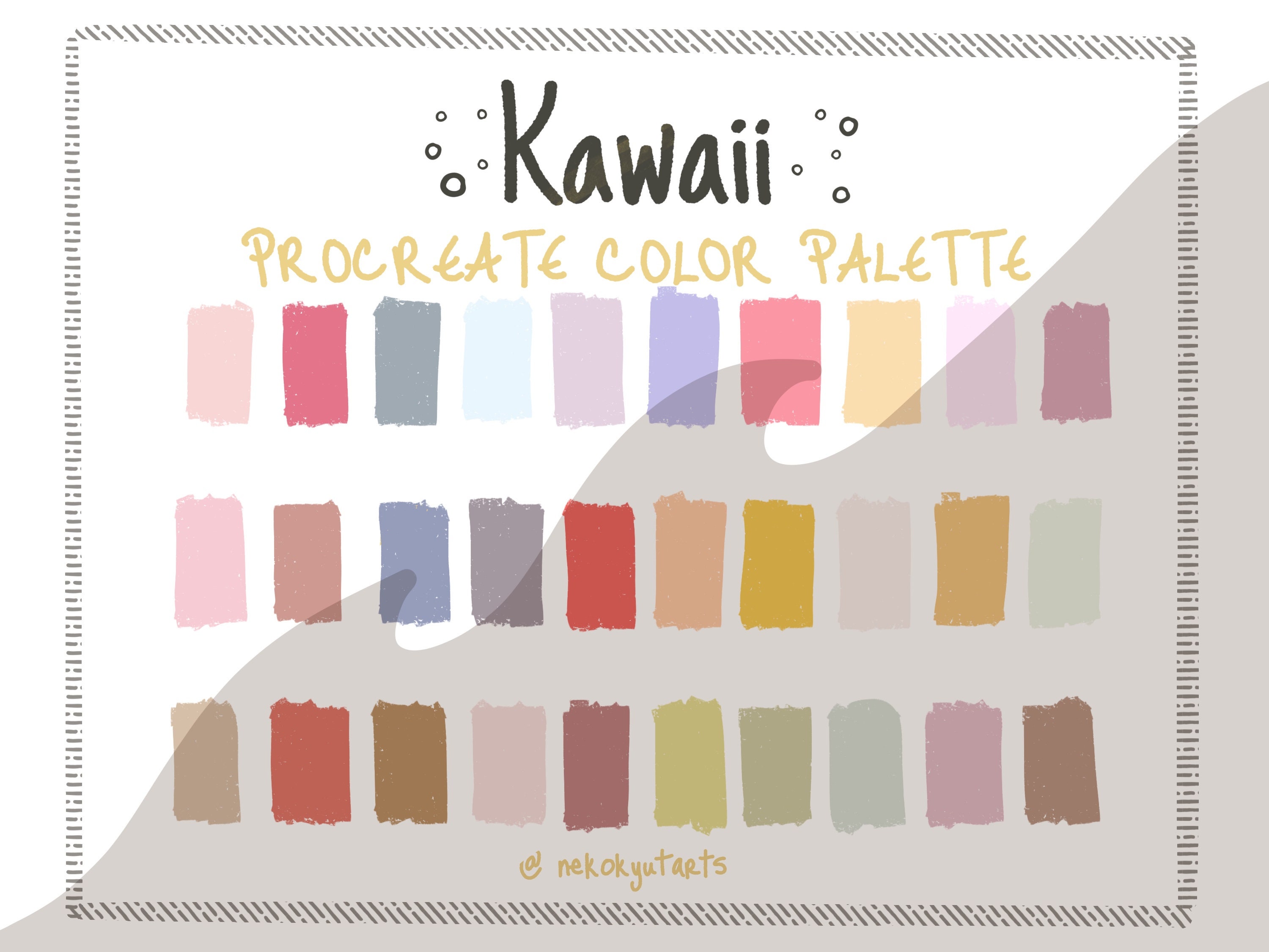 Paleta de colores Kawaii para Procreate – 30 muestras pastel lindas para iPad y iPhone, descarga instantánea