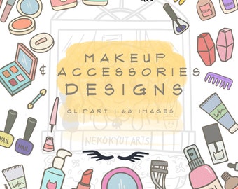 Make up and Accessories design Clipart, fashion clipart, cosmetics and beauty designs, skin care, ladies, instant download, Stickers design