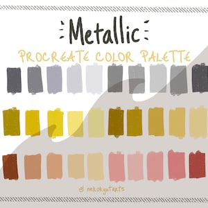 Metallic Procreate Color Palette, iPad Procreate App, Rose gold color scheme, Silver color swatches, Digital Color Palette, Metal gradients