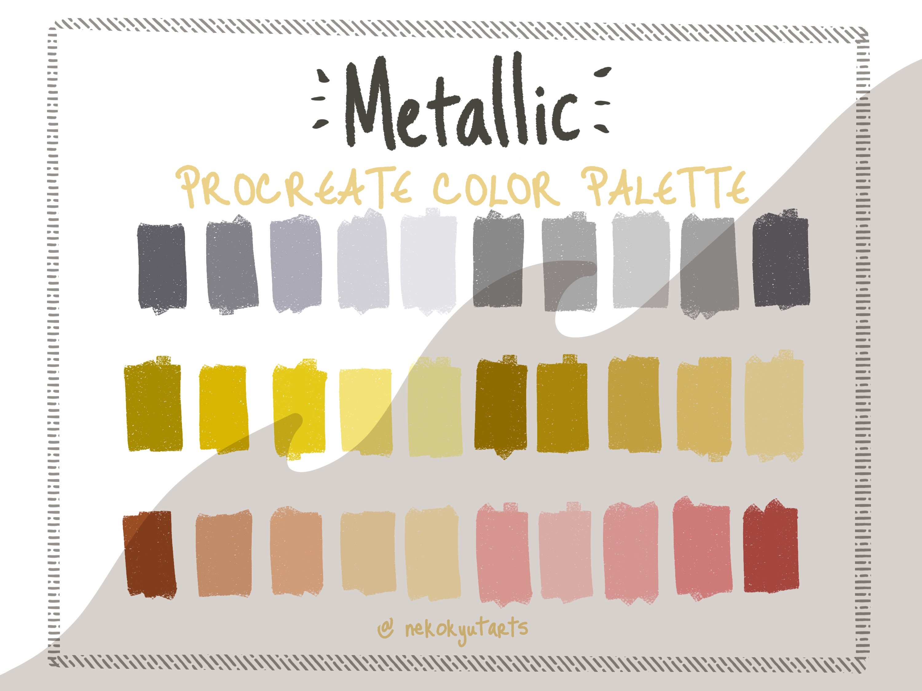 Metallic Procreate Color Palette for iPad & iPhone â Rose Gold, Silver, Gold Metal Gradients & 30 Digital Swatches