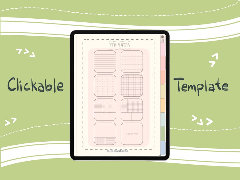 Kawaii Plant Themed Goodnotes Digital Notebook, Notability, 8 Hyperlinked Tabs, iPad Notebook