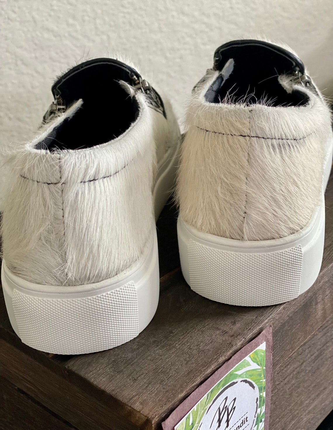 cow hide slip on shoes