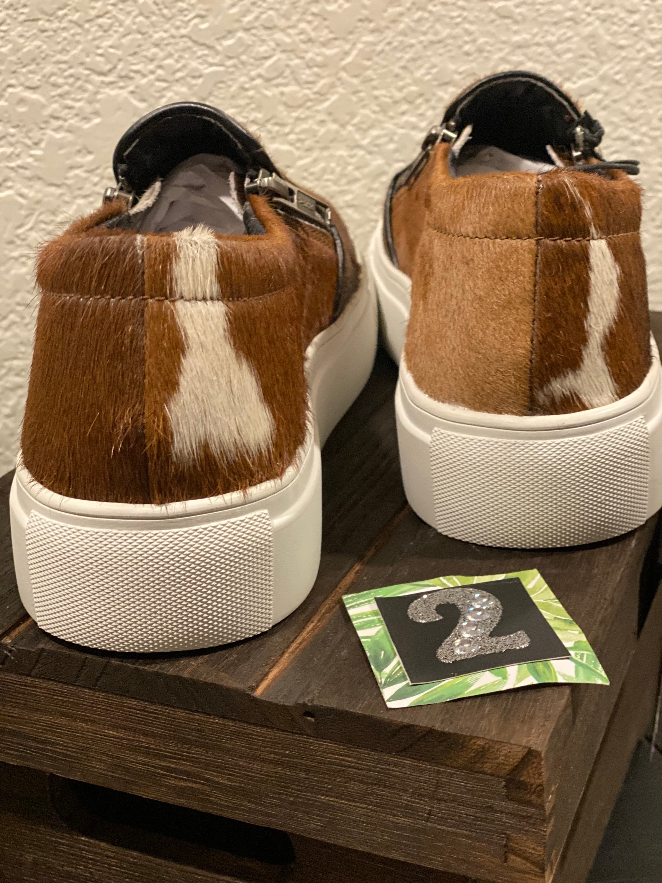 Cowhide slip on shoes Womens size 10 Etsy