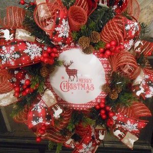 Rustic Christmas Wreath - Farmhouse Style, Door Décor