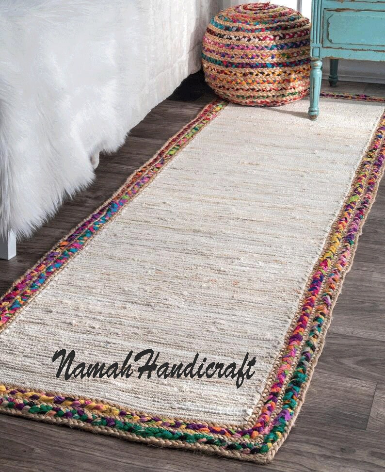 Braided Rug Runner Braided area rug Jute Cotton Rug Runner Etsy