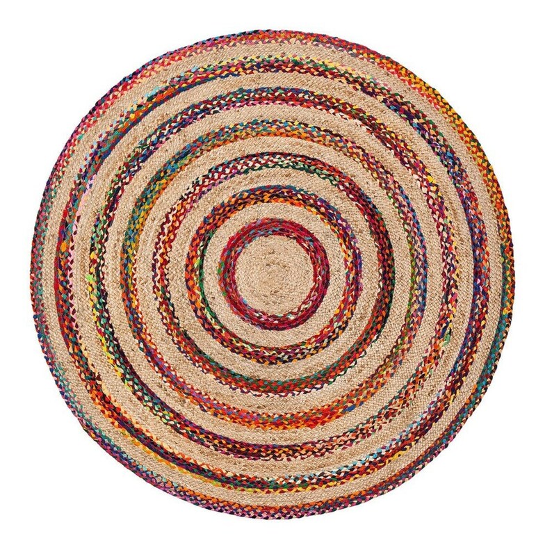 Home Decor Rug Braided Round Jute Rug Rag Hand Woven Indian Natural Jute Cotton Area Rug Indian Braided Hand made Natural Jute area Rugs
