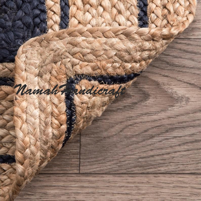 Beautiful Floor Rug Natural Jute Oval Rag Rugs Indian Handmade Handwoven Ribbed Solid Area Rugs Indian Braided Floor Rug Handmade Jute Rug
