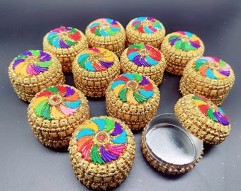Lot of 100 Kumkum Box, Kumkum Holder, Return gifts for pooja, haldi kumkum Plate, Roli Chawal Box Puja Return gifts Sindoor Dabbi