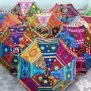 10 Indian Handmade Garden Umbrella, Beach Umbrella, Sun Protection Shade Parasol, Wedding Party Decorative Wedding Decorative Large Umbrella
