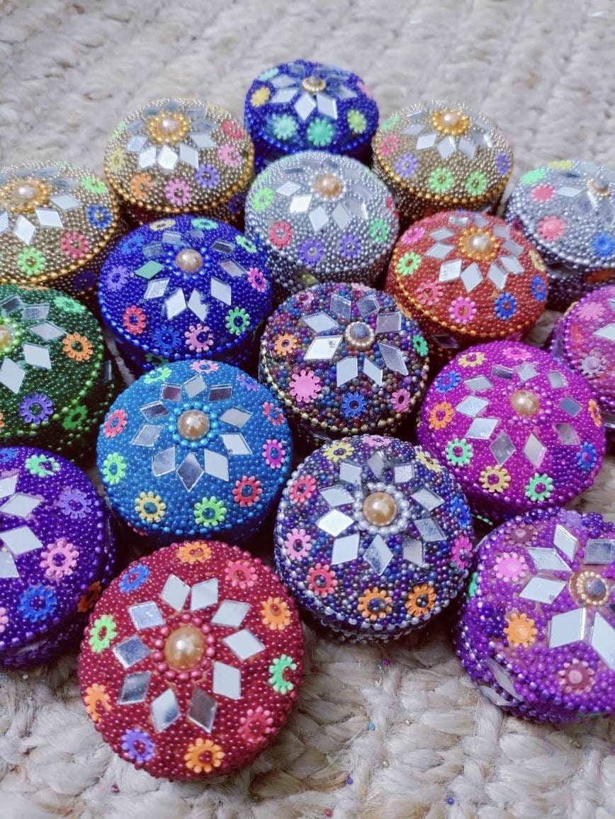 100 Indian Kumkum Danni Box, Wedding Kumkum Box, Wedding Return Gift For Guests, Haldi box, Handmade Embroidered Box Decor Box, Sindoor Box.