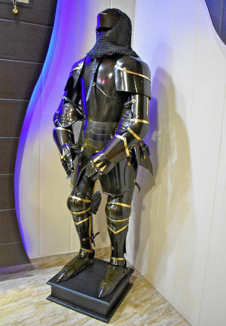 Medieval Knight Black Suit Of Armour Combat Full Body Armour Etsy