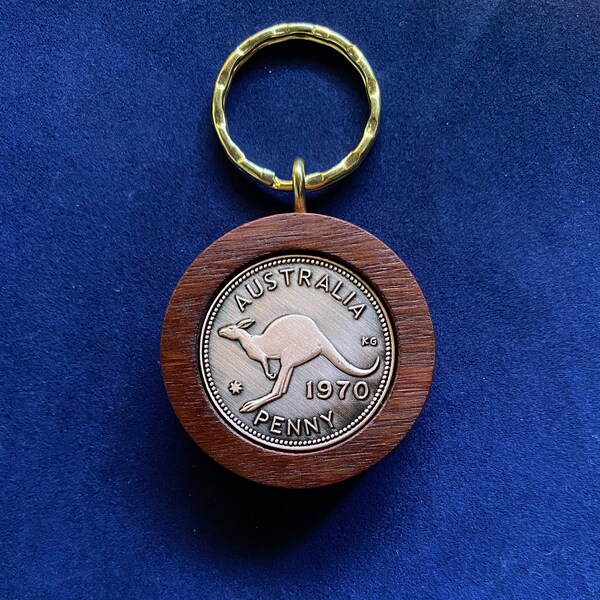 50.o Regalo de cumpleaños Presente 1973 Australiano Penny Jarrah Keyring- muchos años disponible 1920 en adelante