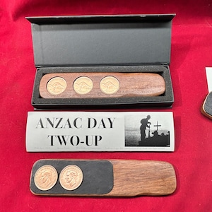 30th Birthday Gift Present ANZAC Day Two-Up Game Set. 3x 1995 Australian Pennies Hardwood Kip & Kangaroo Leather. Premium Deluxe 2UP Edition
