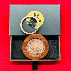 70th Birthday Gift Present 1955  Australian Penny Jarrah Keyring in a gift box many years available