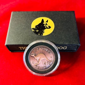 60th Birthday Gift Present 1965 Australian Penny in a Capsule displayed in a stylish drawer gift box- many years available