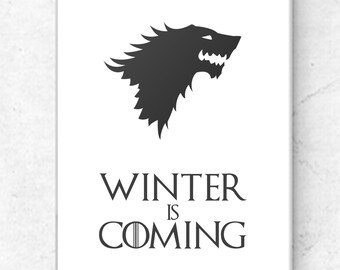 STICKER AUTOCOLLANT POSTER A4 SERIE GAMES OF THRONES.MAISON STARK WINTER IS COM 