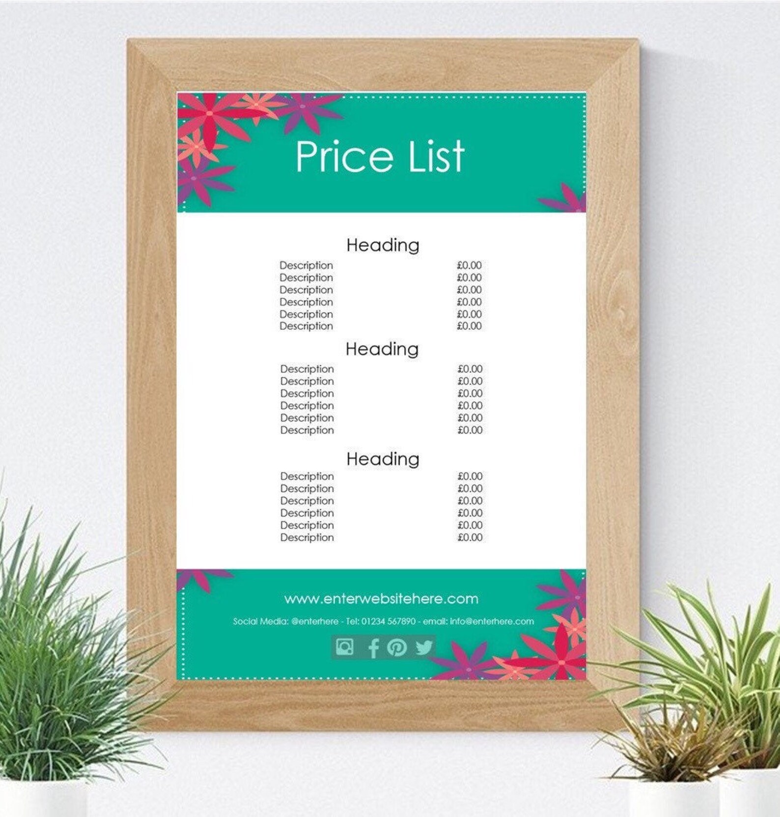 Price List Template Printable Stationery Editable Template Etsy