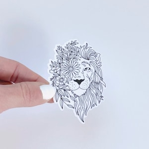 Floral Lion Vinyl Sticker