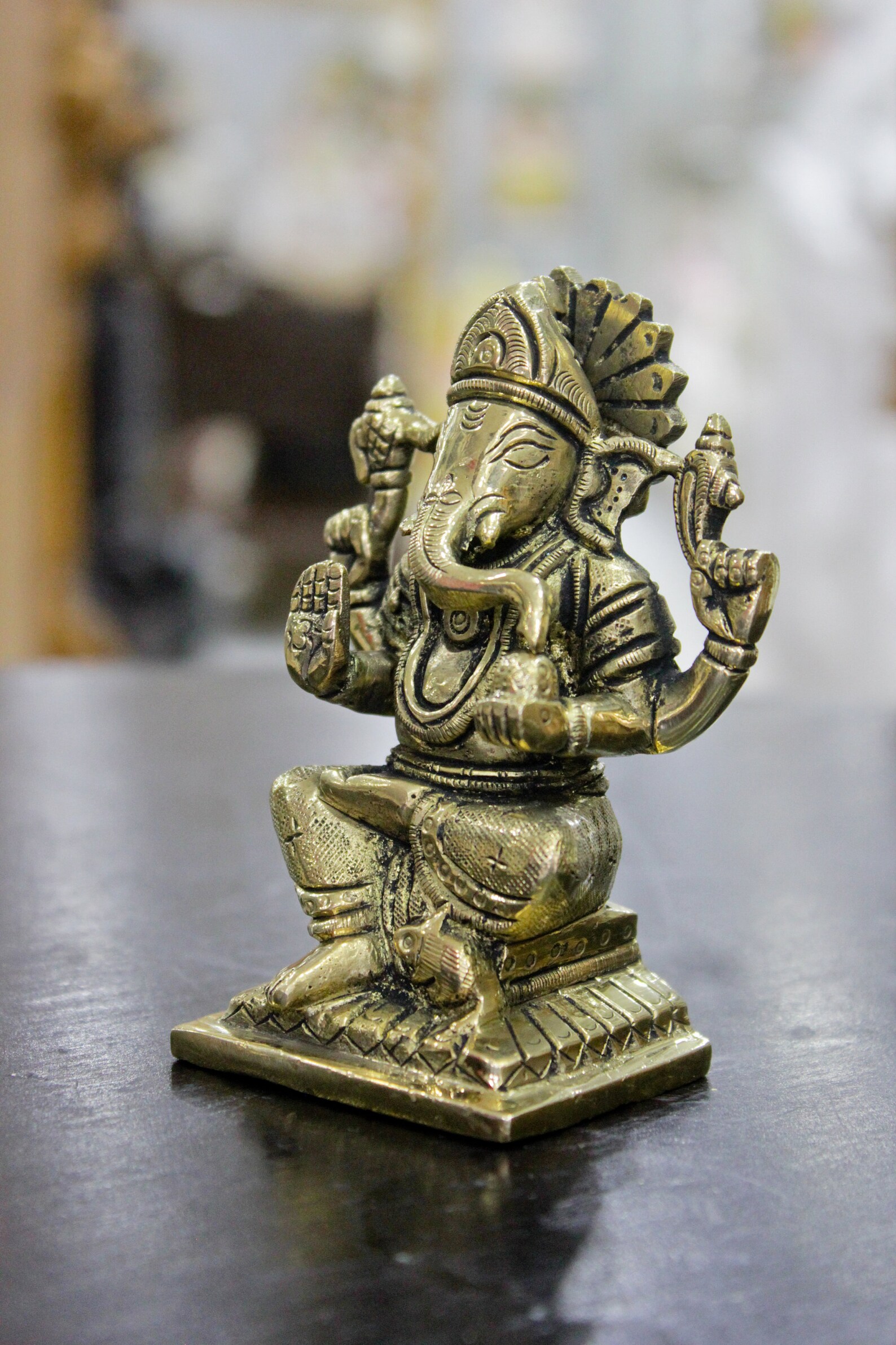 Small Ganesha Brass Idol for Desk Etsy