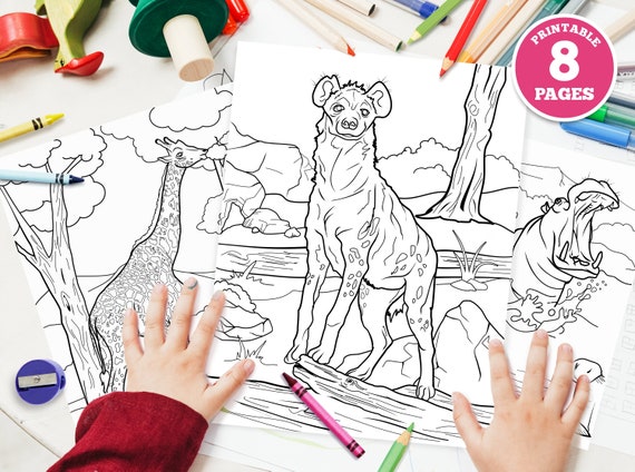 8 pack  Printable Digital Coloring Pages for Kids. African