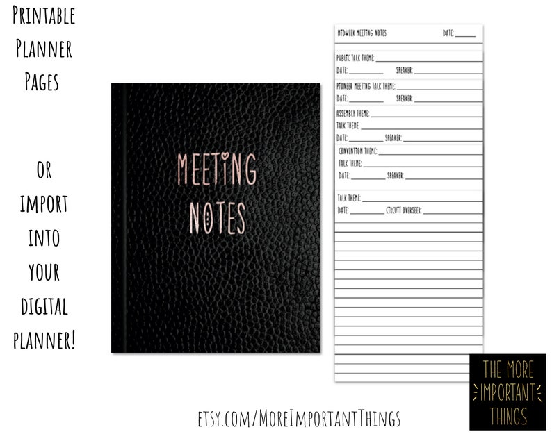 Printable Undated Digital Planner & Gratitude Journal The More Important Things Pioneer Planner JW Planner image 6