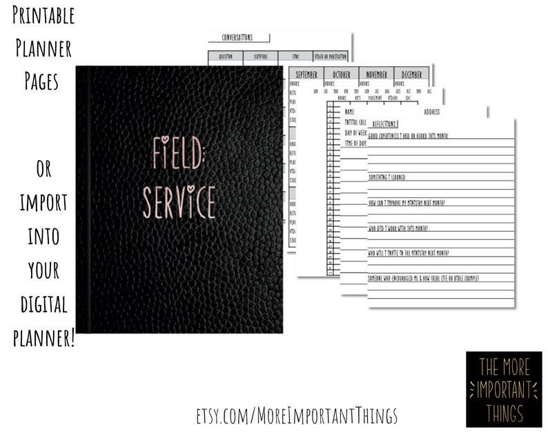 Digital Return Visit Book and Service Tracker Bundle The More Important Things Pioneer Planner JW Planner image 6