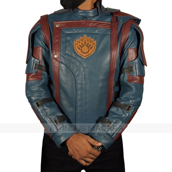 Chaqueta de cuero inspirada en Guardianes de la Galaxia Vol 3 hecha a mano / Chaqueta de traje de Chris Pratt Star Lord / Traje de uniforme GOTG