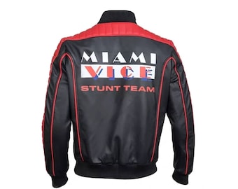 Handmade Colt Seavers The Fall Guy Miami Vice Inspired Ryan Gosling Black Leather Jacket