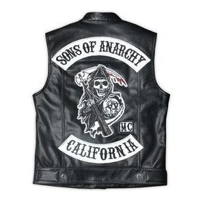 Men's Sons of Anarchy Redwood Original President Vest, Handmade Charlie Hunnam vest , Jax Teller Redwood Leather Moto Vest