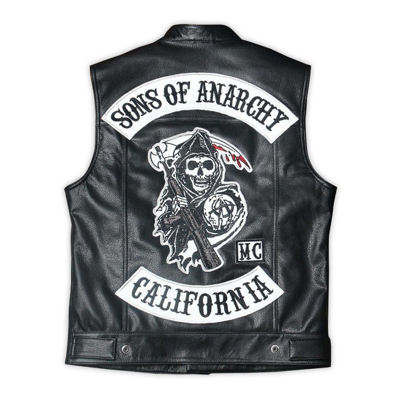 Handmade Men's Sons of Anarchy Redwood Original President Vest, Jax Teller Vest, SOA Leather Vest, SOA Jax Teller Redwood Leather Biker Vest.