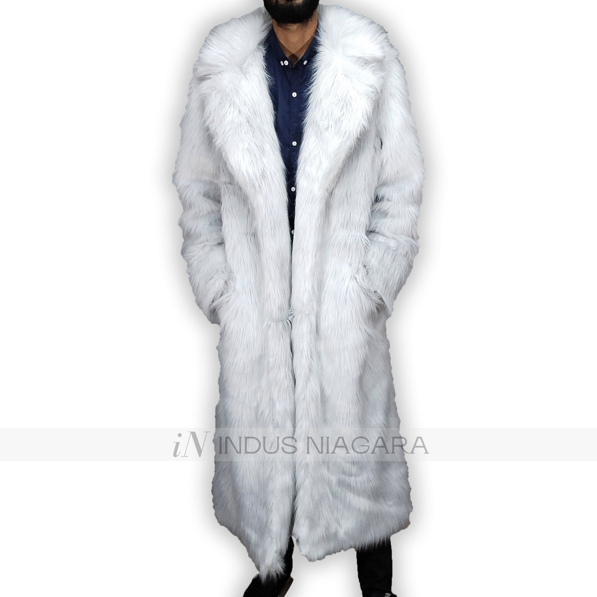 White Grey Fur Coat 