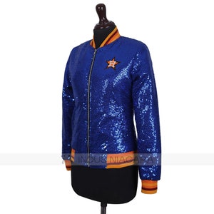 Baseball Team Houston Astros Sequin Blue Bomber Jacket