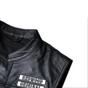 Handmade Men's Sons of Anarchy Redwood Original President Vest, Jax Teller Vest, SOA Leather Vest, SOA Jax Teller Redwood Leather Biker Vest.