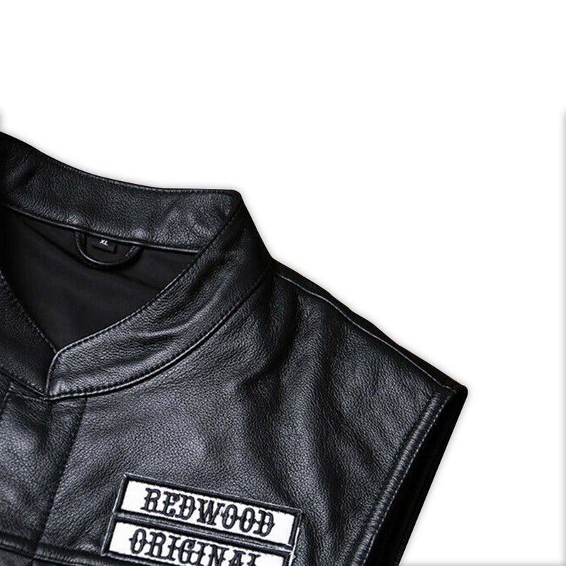 Handmade Men's Sons of Anarchy Redwood Original President Vest, Jax Teller Vest, SOA Leather Vest, SOA Jax Teller Redwood Leather Biker Vest.