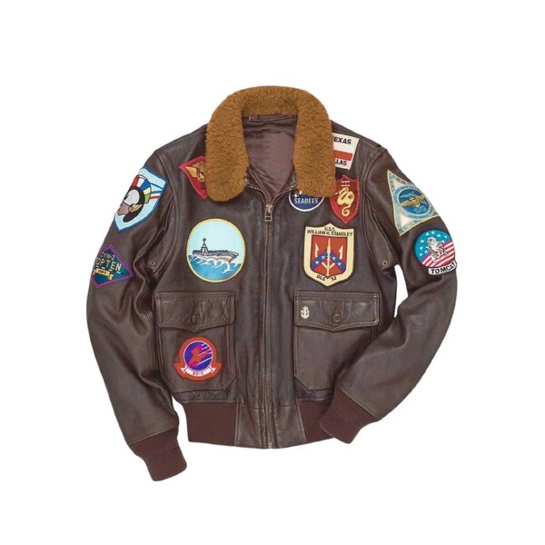 A-2 Maverick Tom Cruise Pilot Flight Top gun Military Brown Bomber Leather Jacket, Maverick Brown Leather Jacket