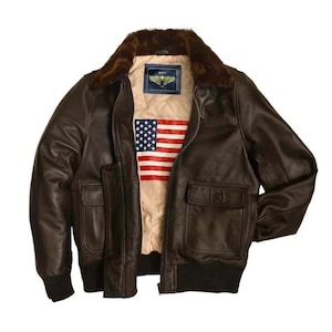 Handmade Mens Aviator Flight Bomber G1 US Navy Biker Flight Bomber Jacket Mens Leather Jacket