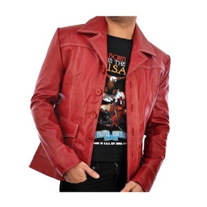 Brad pitt red leather jacket discount