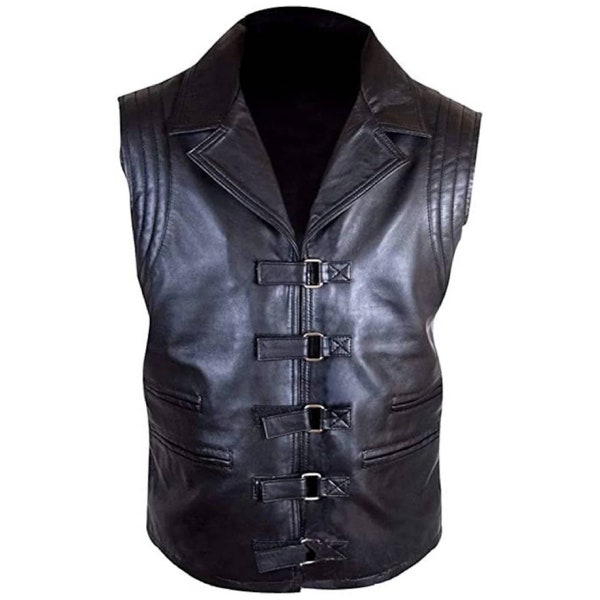 Men's Handmade Black Leather Vest | Handmade Van Helsing Black Leather Vest for Men