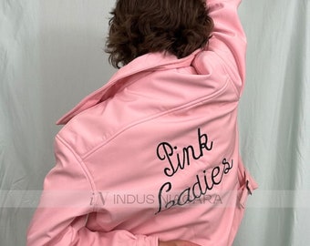 Handgemaakte dames Grease Rise of the Pink dames feestjas | Dames roze vet katoenen jasje