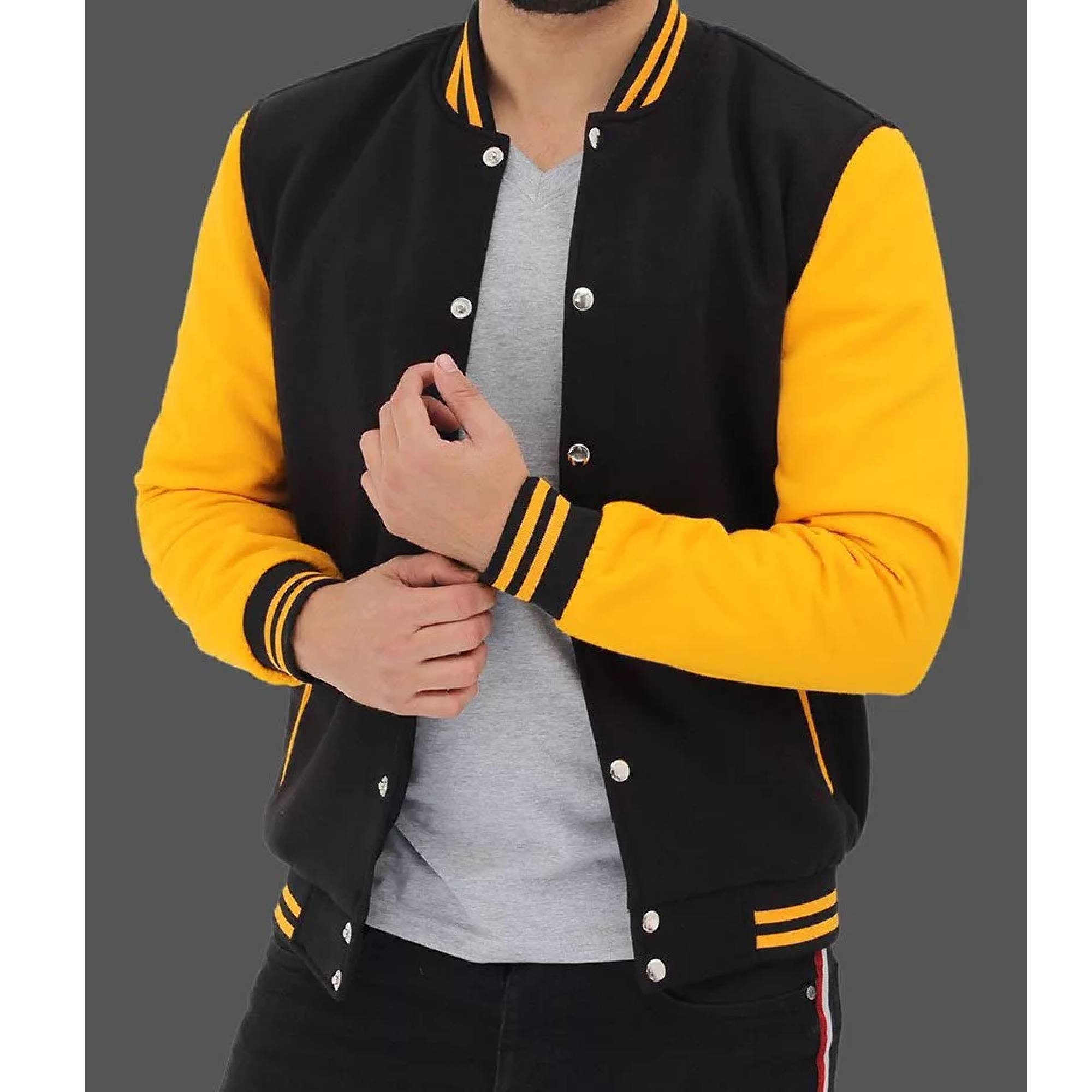 Men s Handmade Black and Yellow Baseball Varsity Bomber University College Lightweight Jacket Etsy Ireland