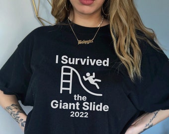 I Survived the Giant Slide Detroit Michigan Amusement Park Slide Tshirt Slide Survivor