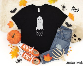 Halloween Tshirt for Women, Funny Halloween Tee,  Halloween Ghost Shirt, Fall T-Shirt, Women&#39;s Halloween shirt, Cute Ghost Shirt