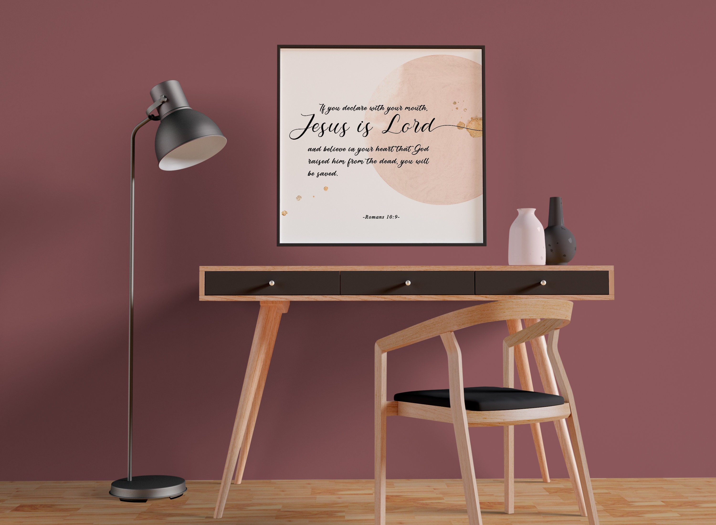 Romans 10:9 Printable Wall Art Christian Abstract Print | Etsy