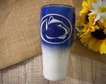 Penn State Tumbler, Made With Custom Glitter, Vinyl, and Waterslides  Wine/modern/skinny/fatty Tumbler With Slider Lid & Straw 