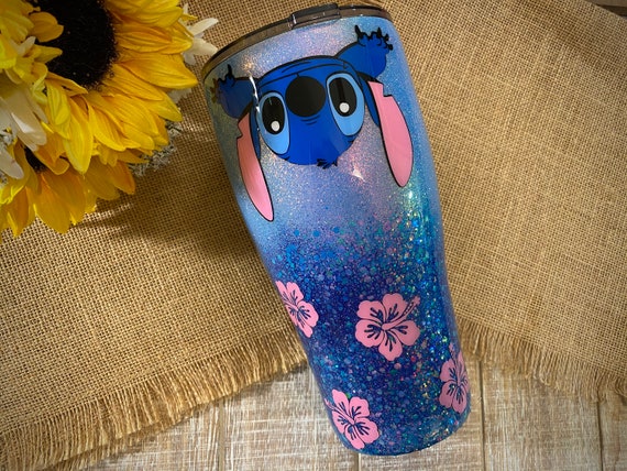 Stitch Tumbler, Made With Custom Glitters, and Vinyl  Wine/modern/skinny/fatty Tumbler With Lid & Straw 