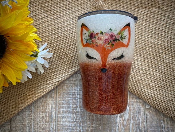 Fox Tumbler, Made With Custom Glitter and Waterslides, Wine/modern/skinny/fatty  Tumbler With Lid & Straw 
