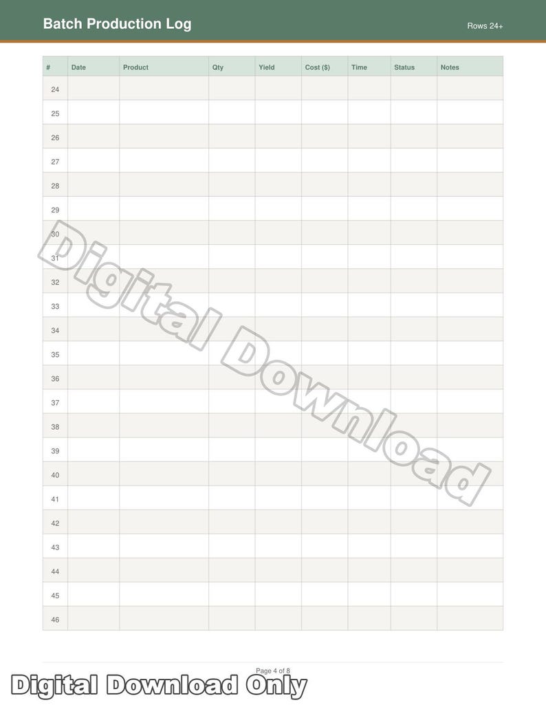 Batch Tree Template Batch Production Tracker PDF | Printable Small Business Log for Candle ...