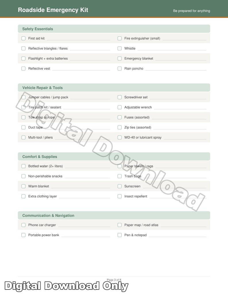Ultimate Road Trip Checklist and Vehicle Maintenance Tracker | 8-page ...